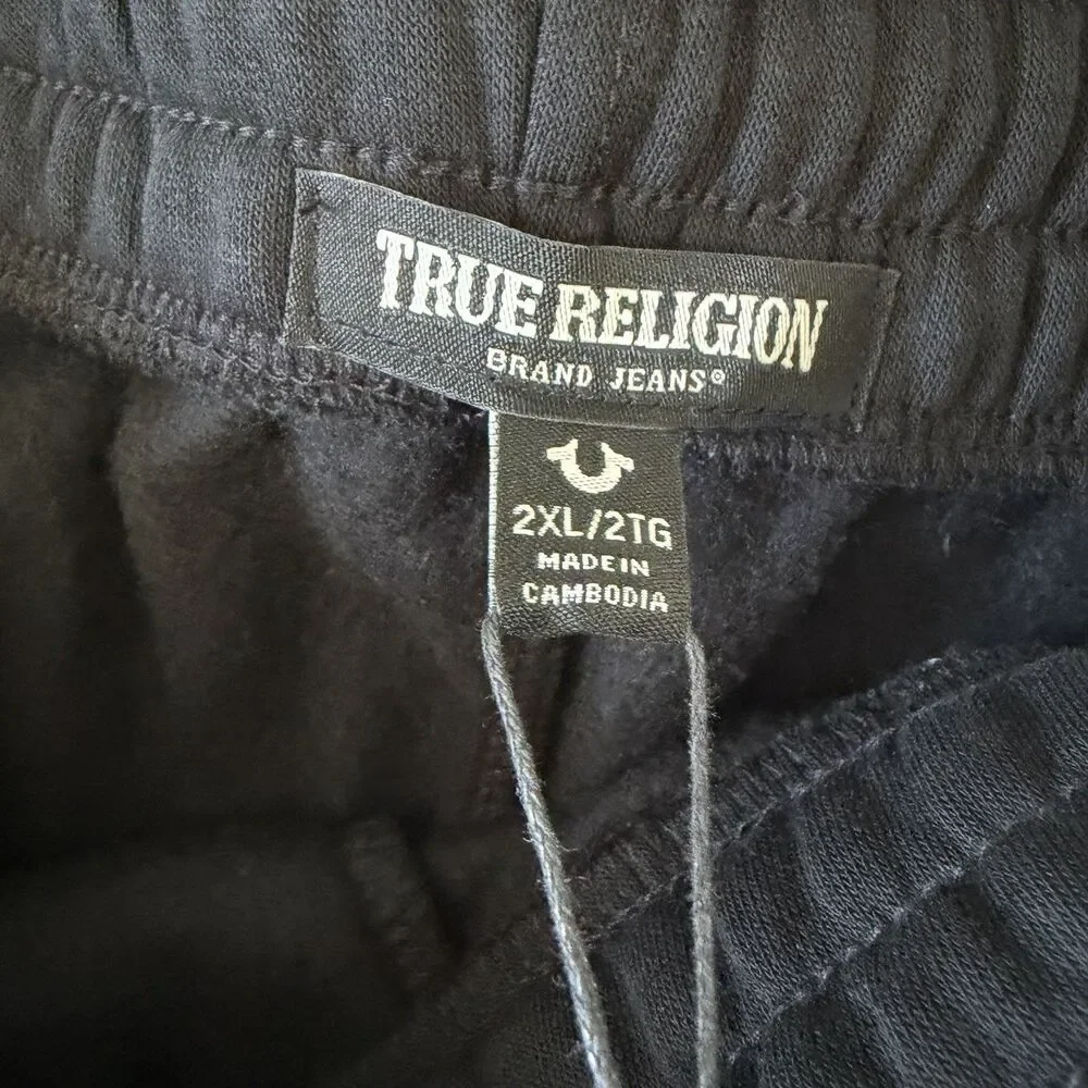 NEW True Religion Mens Black Jogger Pants Black XXL Horseshoe